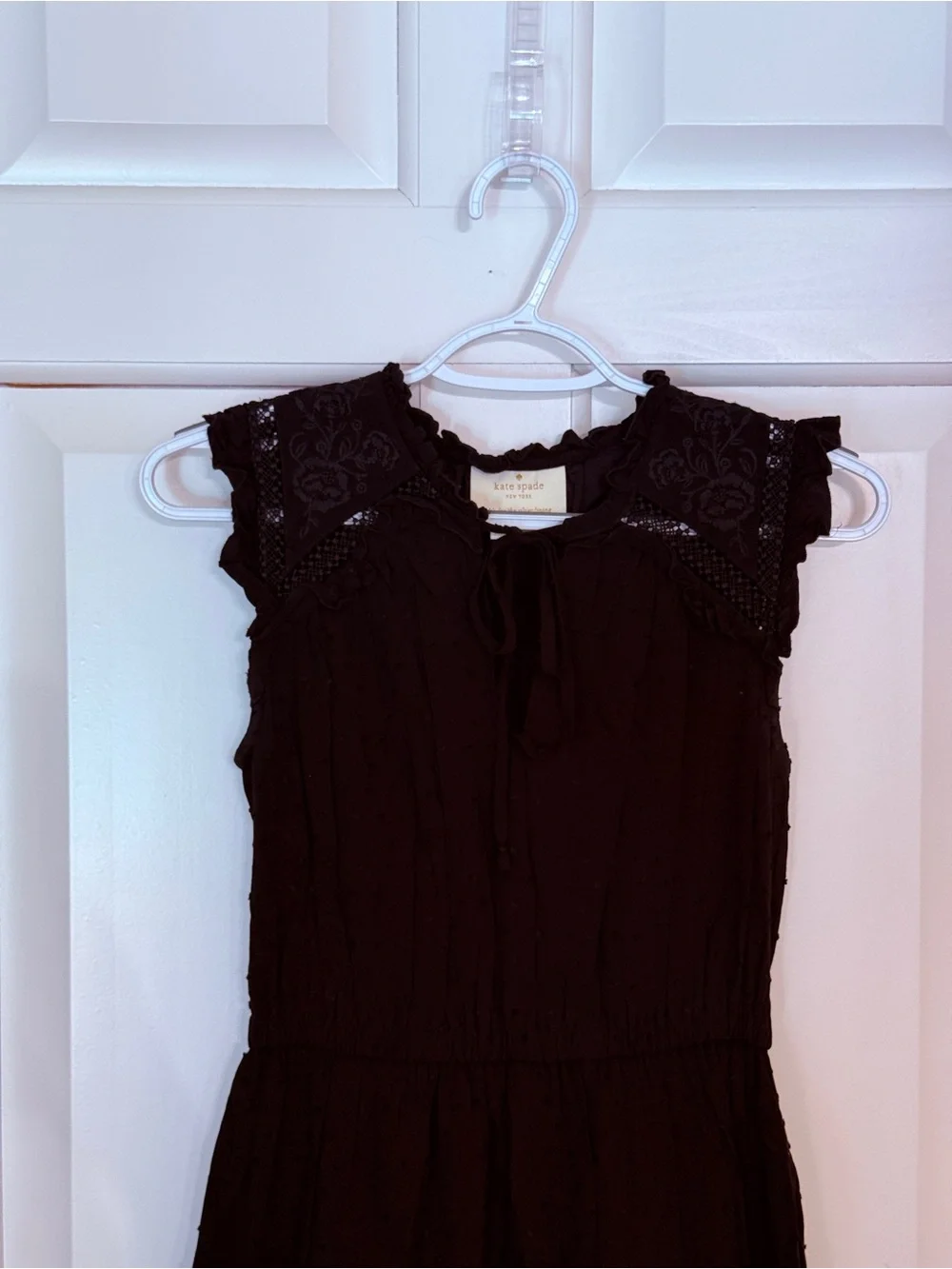 Kate Spade Broome Street Swiss Dot Sleeveless Black Midi Dress 25666